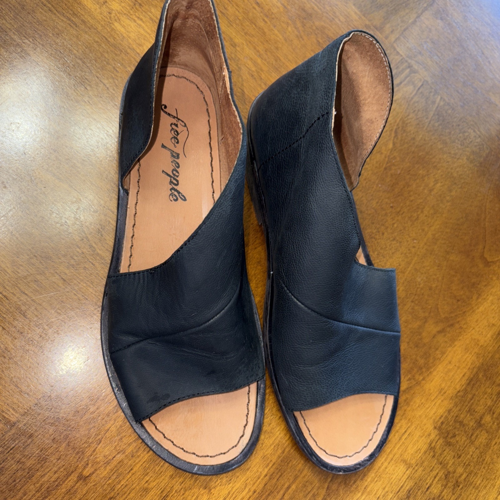 Free People Mont Blanc Sandals Womens Size 35.5 Us 5.5 Black Leather